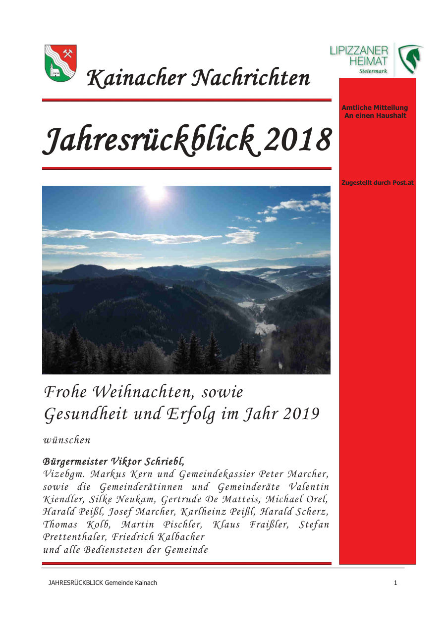 Kainacher Nachrichten – Jahresrückblick 2018
