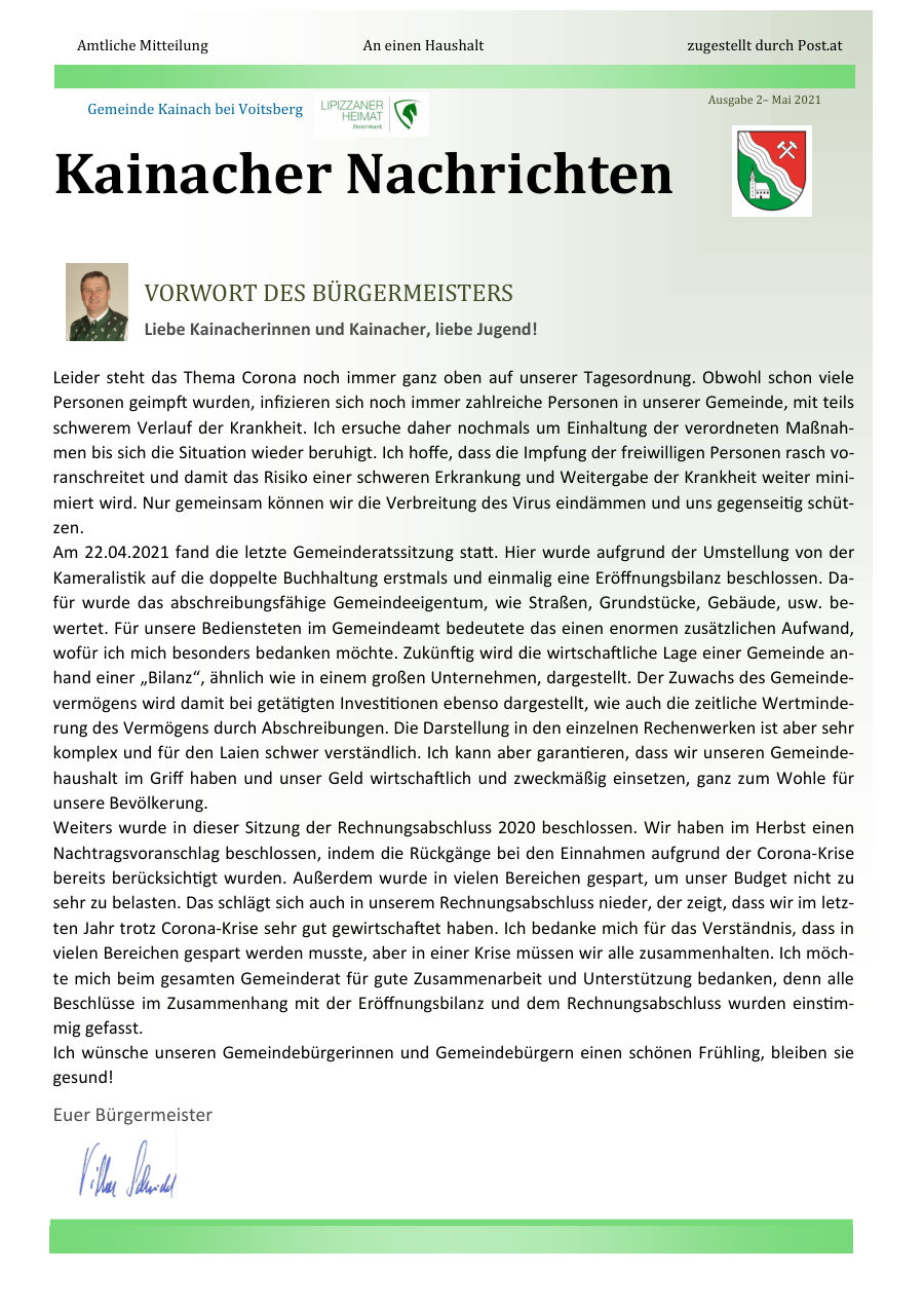 Kainacher Nachrichten – Mai 2021