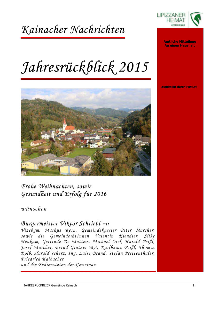 Kainacher Nachrichten – Jahresrückblick 2015