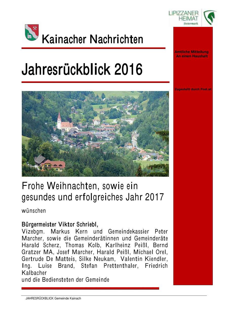 Kainacher Nachrichten – Jahresrückblick 2016