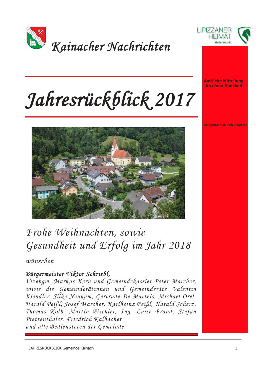 Kainacher Nachrichten – Jahresrückblick 2017