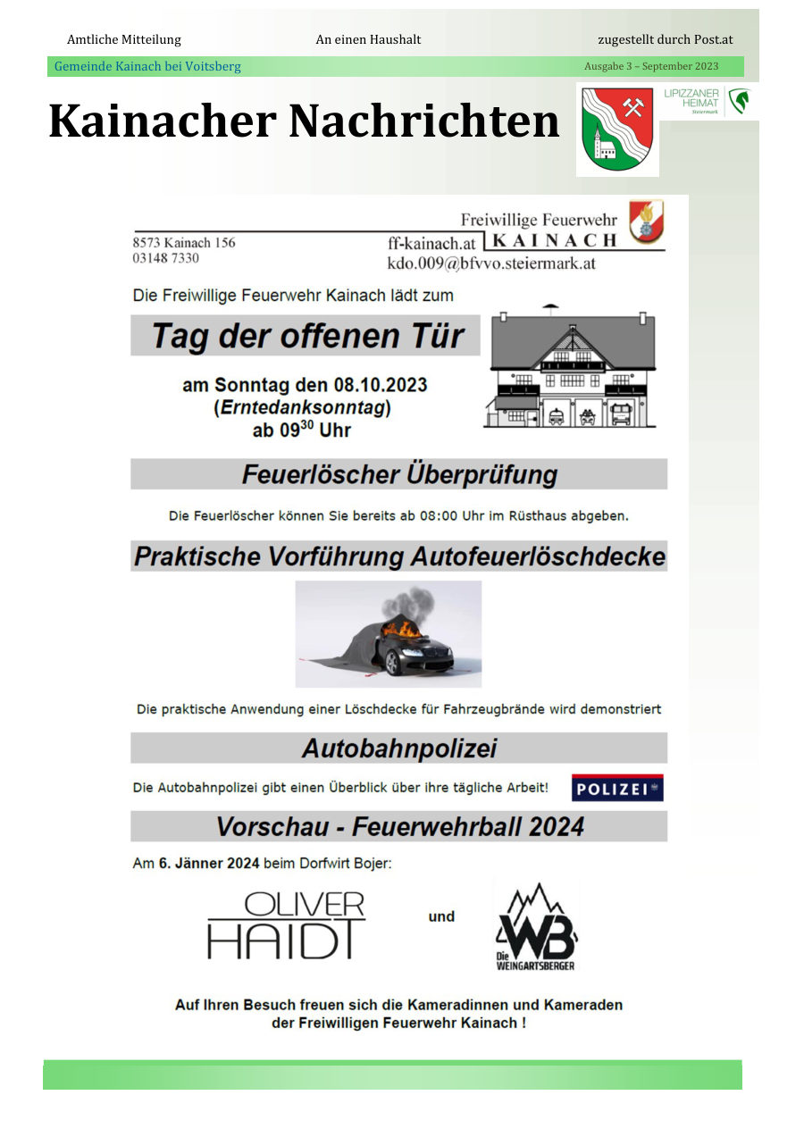 Kainacher Nachrichten – September 2023